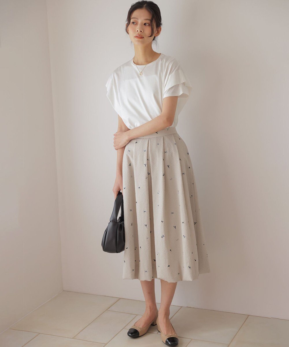 組曲 【WEB限定】ミニフラワーエンブロイダリー スカート 