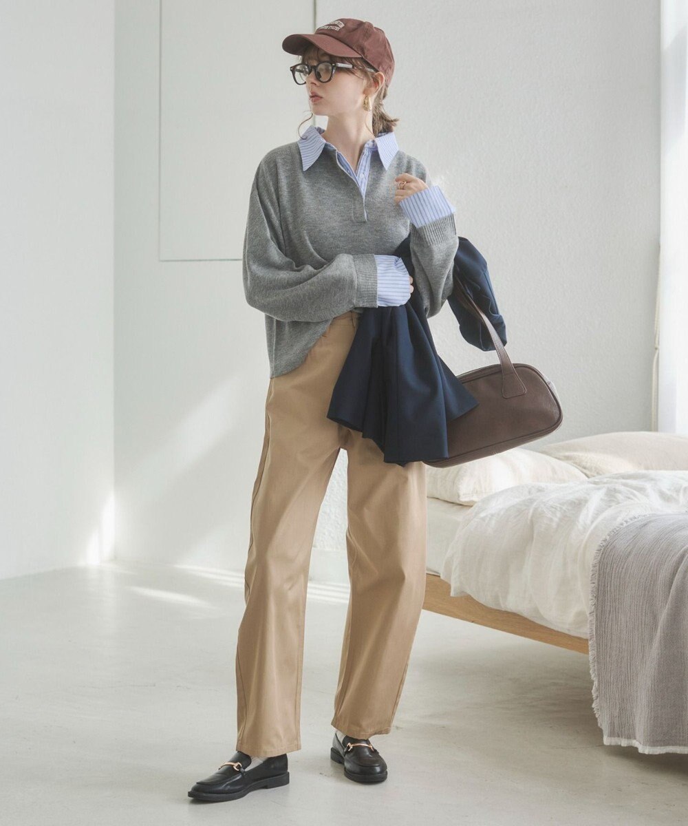 WEGO 【ANGIE VINTAGE】シャツ襟 ドッキング　フェイクレイヤード ニット トップス 