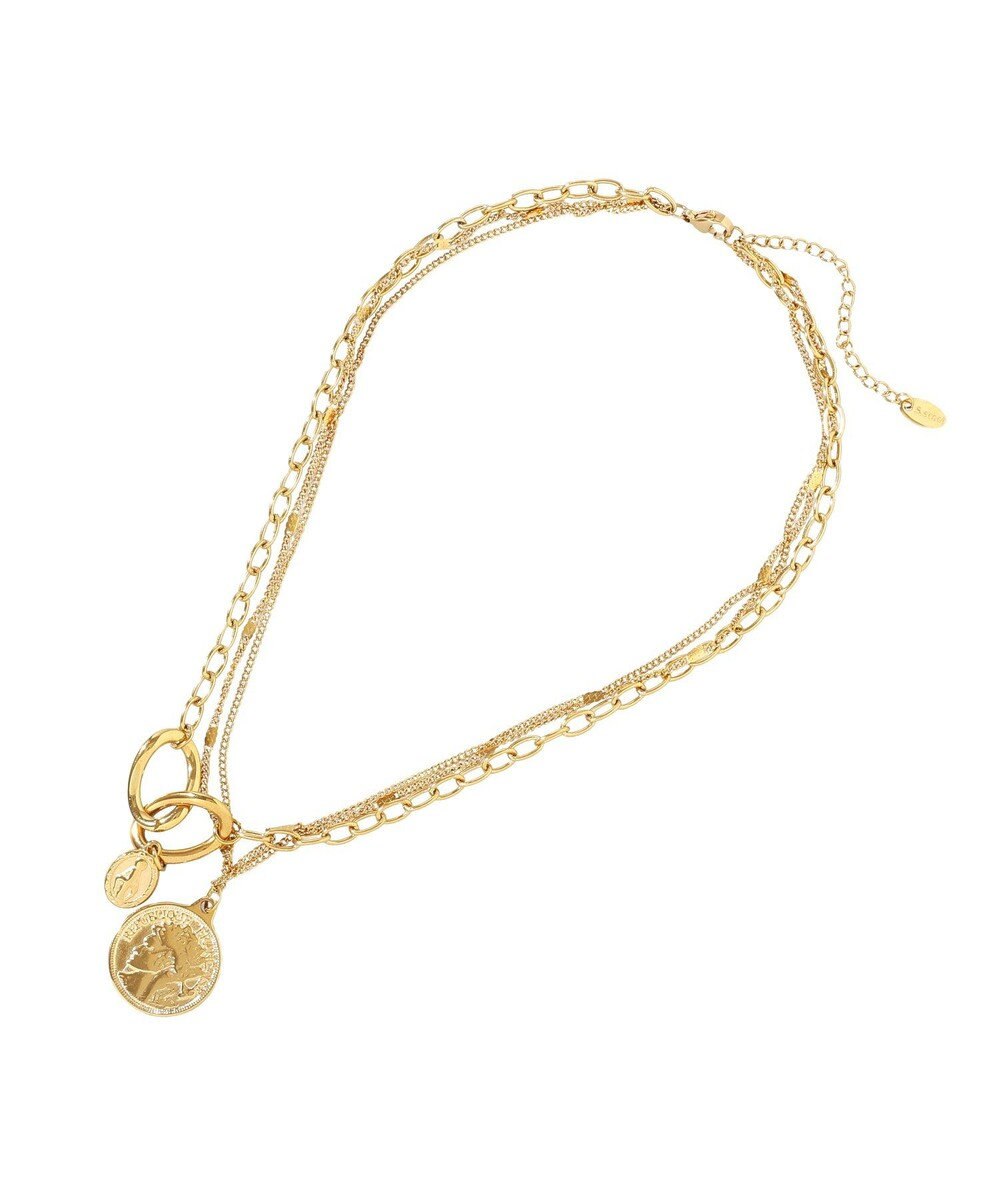 earth music&ecology 【ステンレス】コインモチーフ３連ネックレス 