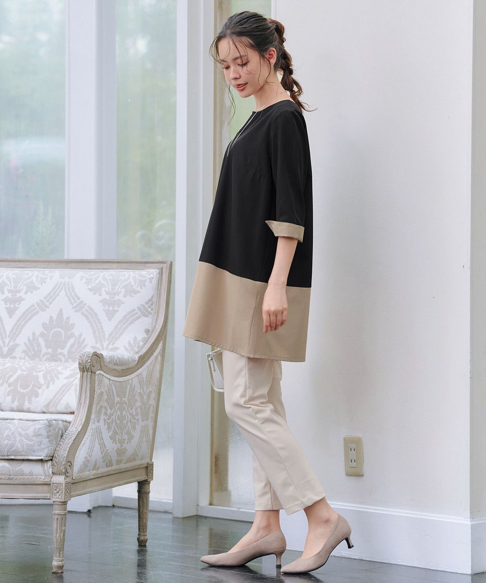 Tiaclasse L 【洗える】バイカラーチュニック 