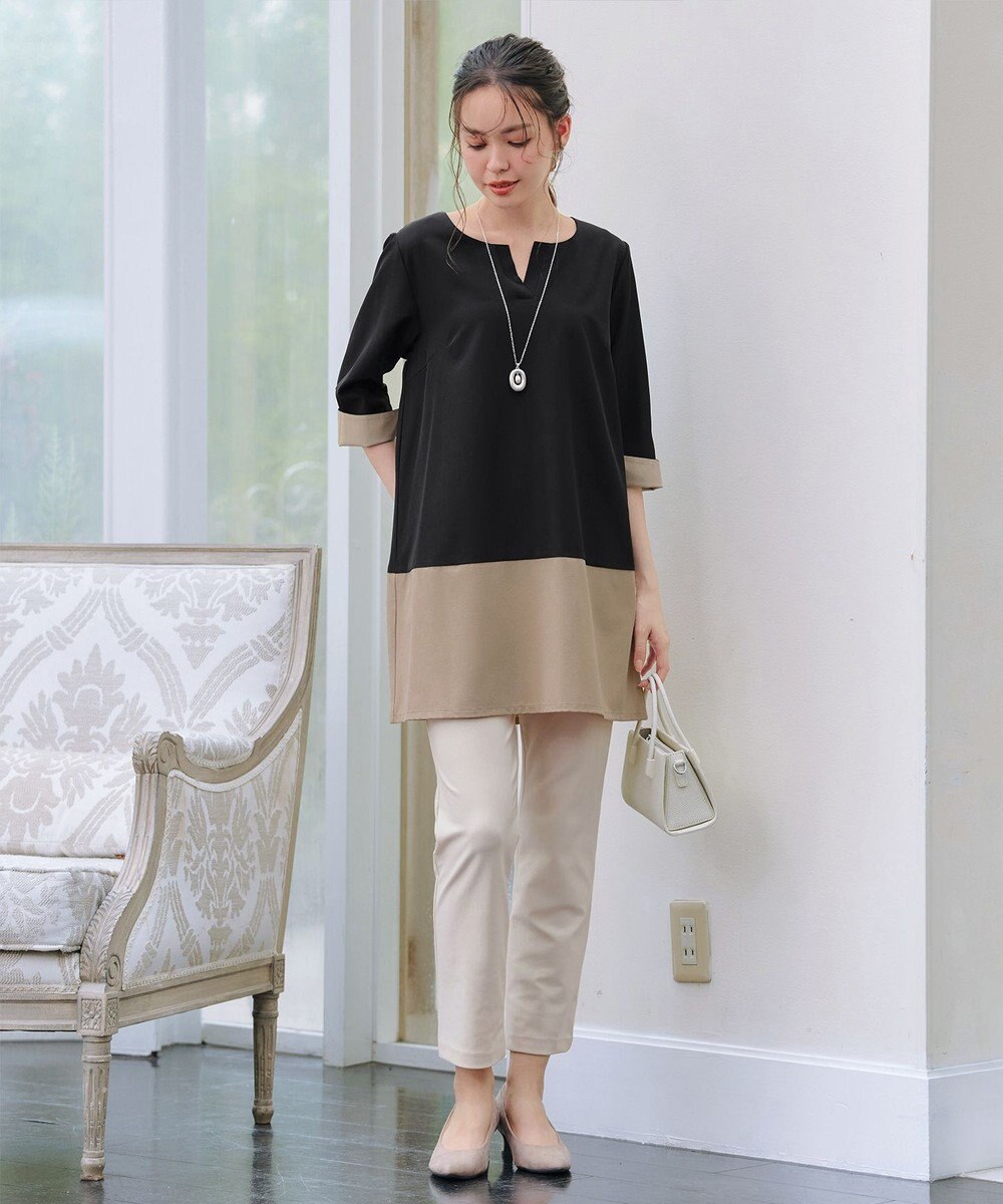 Tiaclasse L 【洗える】バイカラーチュニック 