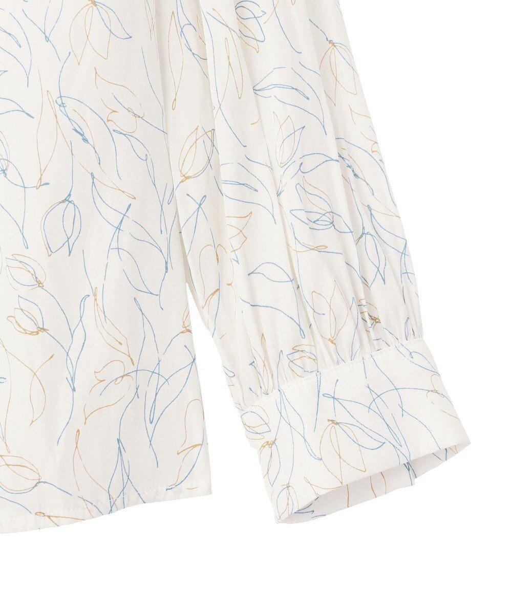 YECCA VECCA ラインフラワー柄ギャザーブラウス 