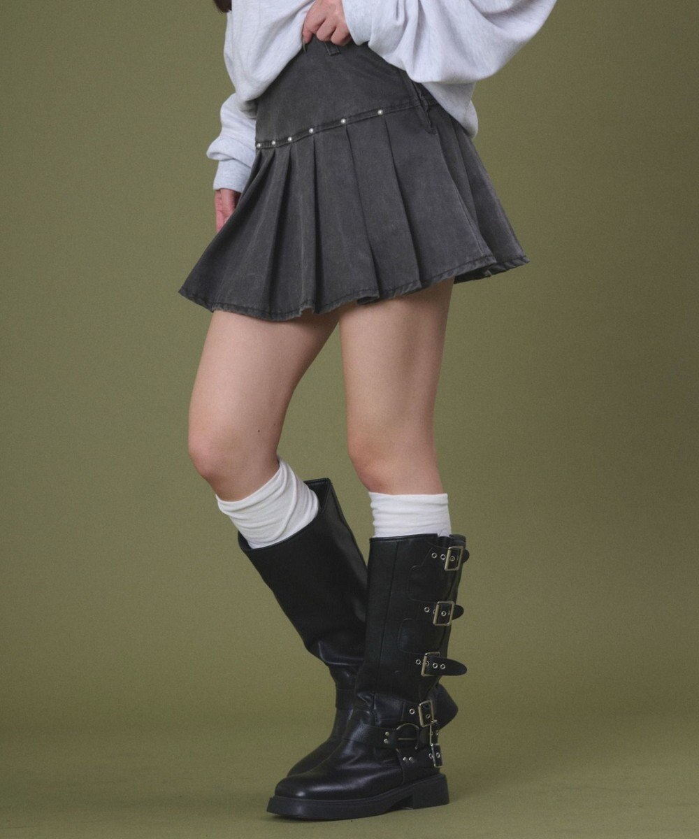 WEGO スタッズデザインプリーツスカパン 