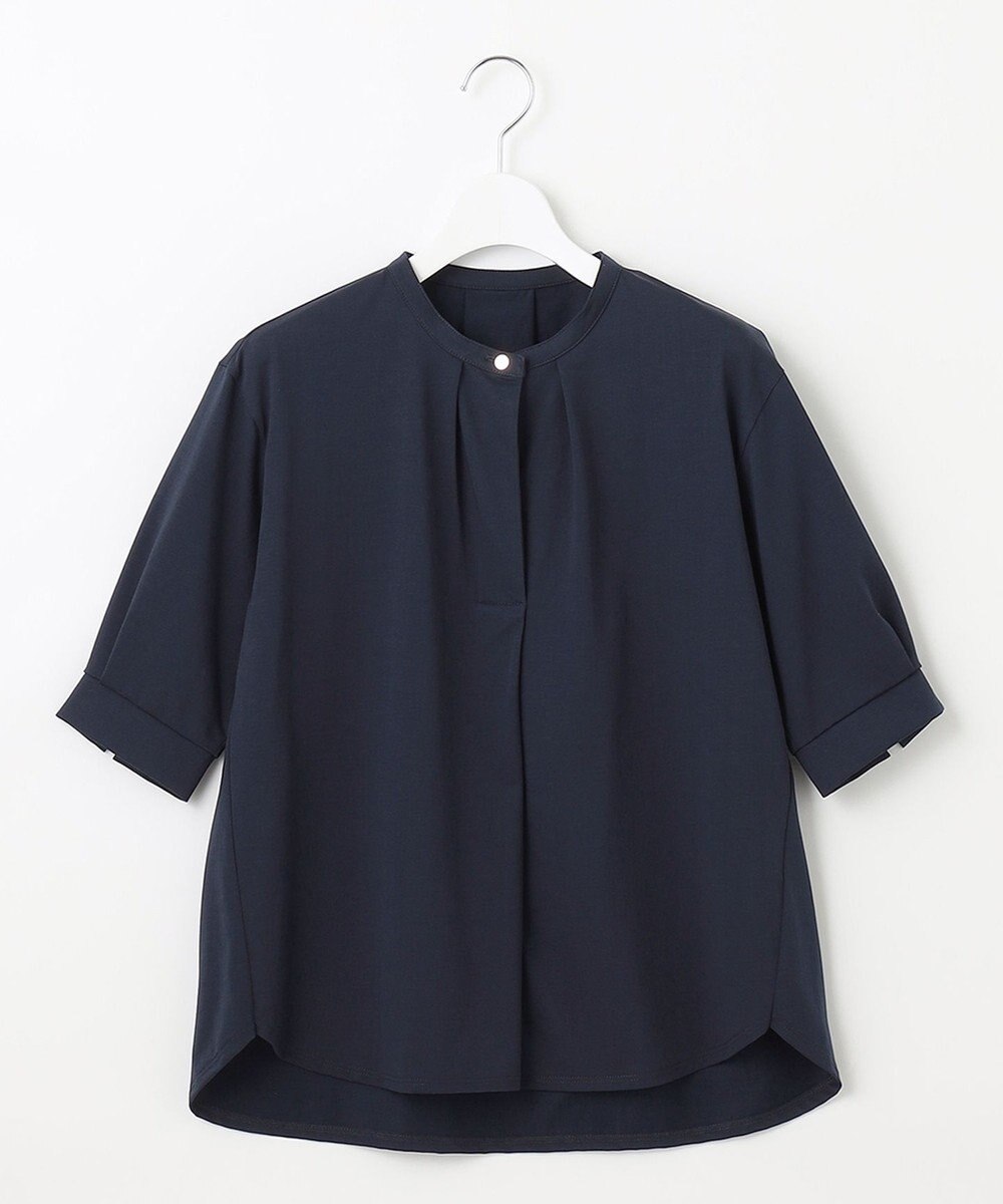 J.PRESS LADIES L 【吸水速乾】プレーティングジャージー バンドカラー カットソー 