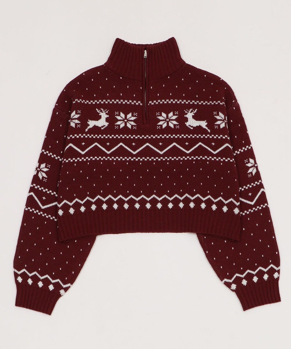 WEGO ノルディック柄ハーフジップニット 