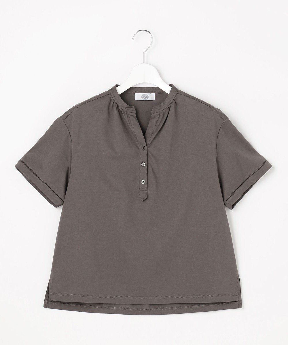 J.PRESS LADIES L プレーティングジャージー バンドカラー カットソー 