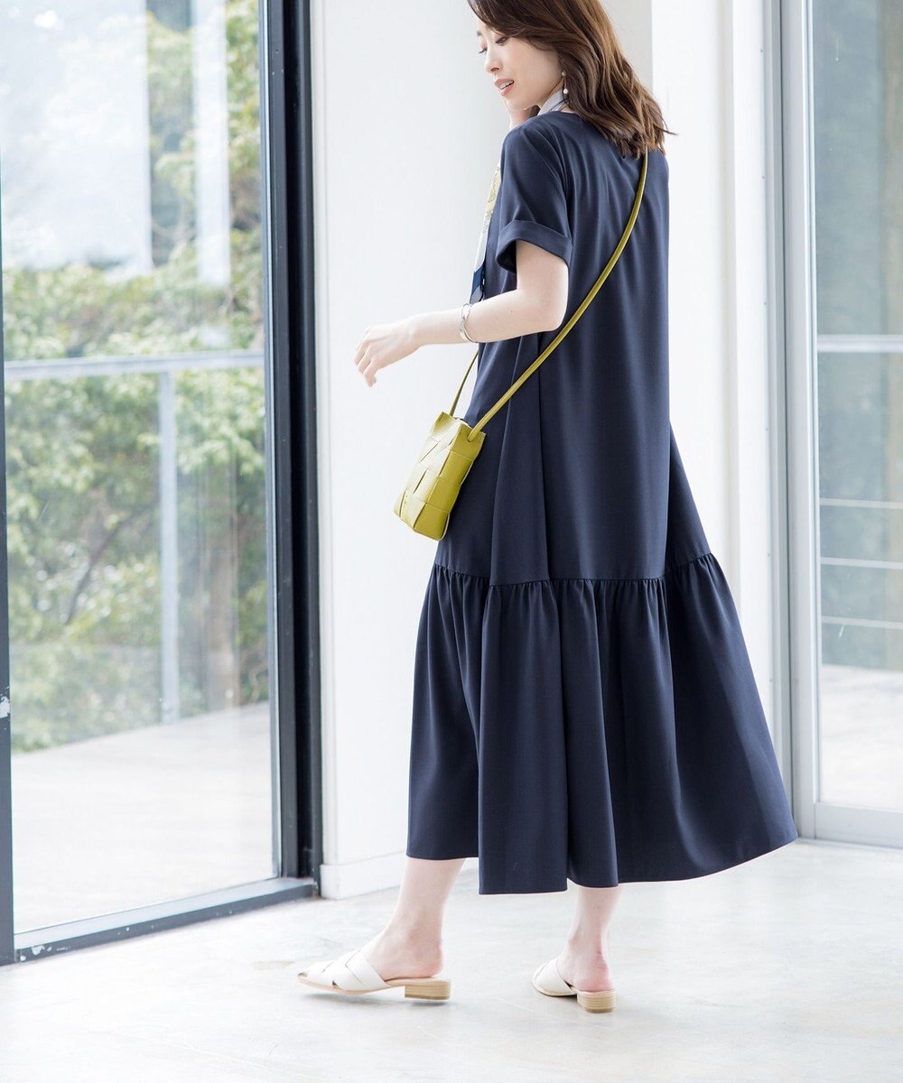 Tiaclasse 【洗える】ギャザーヘムフレアワンピース 