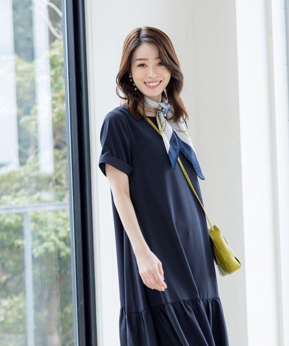 Tiaclasse 【洗える】ギャザーヘムフレアワンピース 