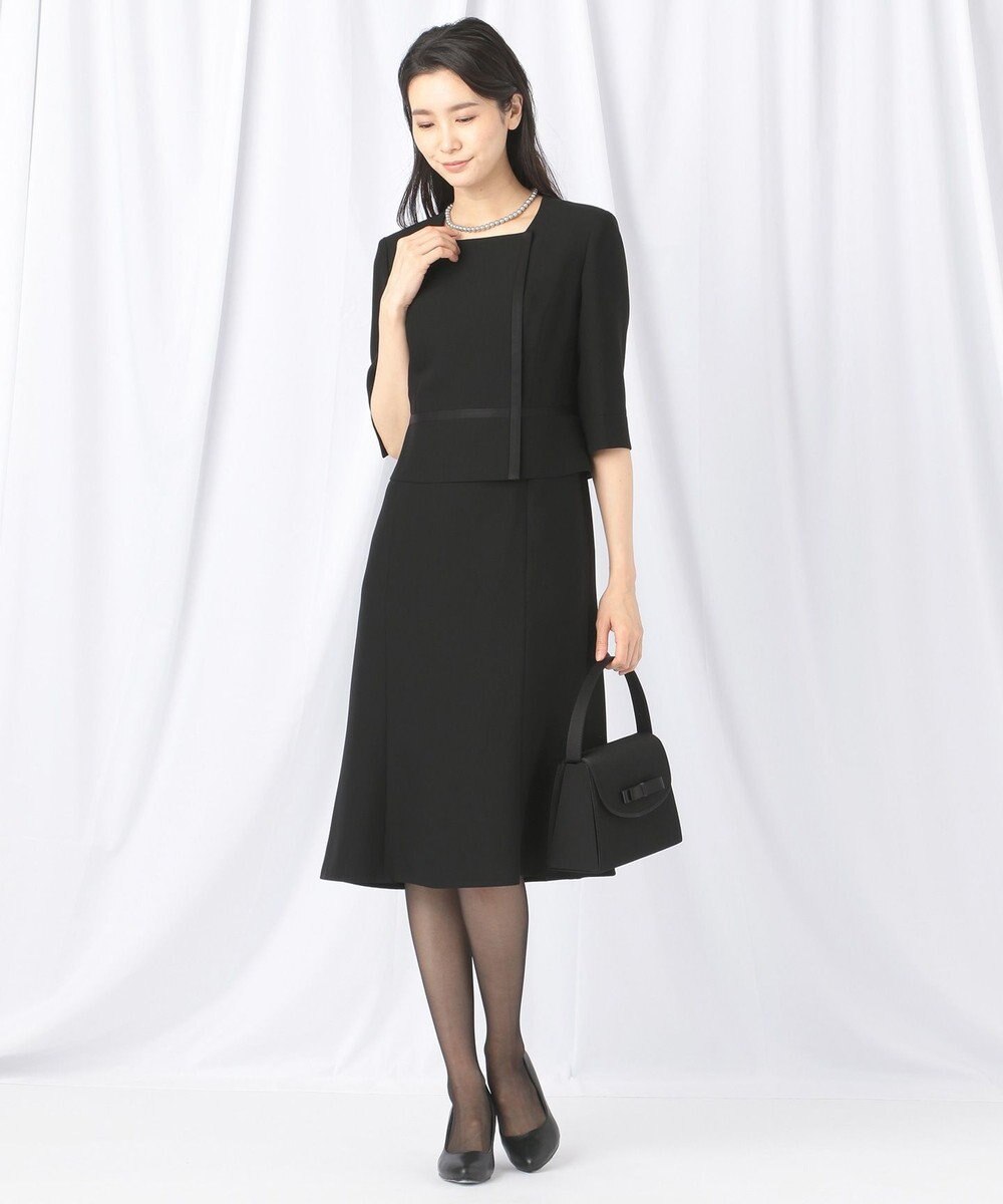 自由区 FORMAL 【ウォッシャブル対応】ドビーボーダーリボン ジャケット+ワンピース 