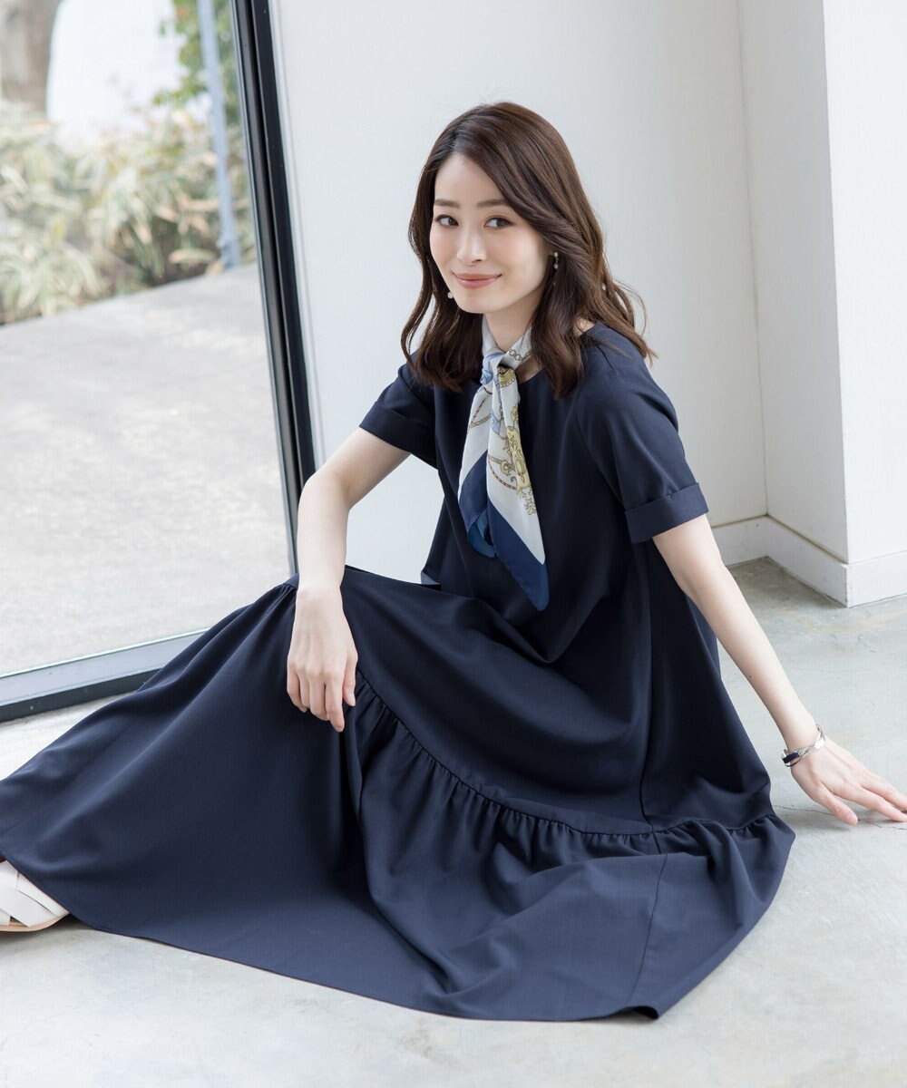 Tiaclasse 【洗える】ギャザーヘムフレアワンピース 