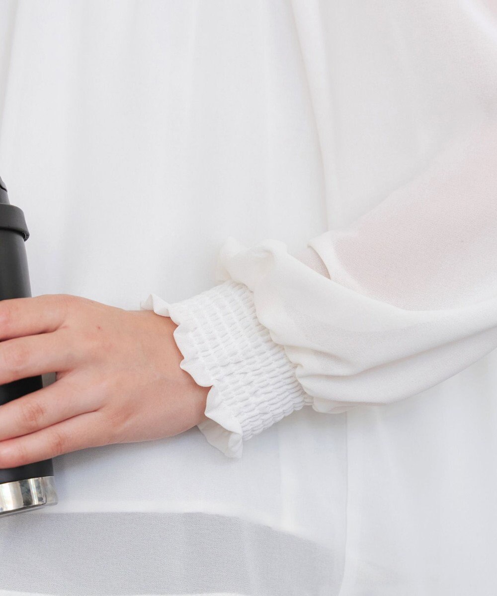 Tiaclasse 【洗える】シフォンシャーリングブラウス 