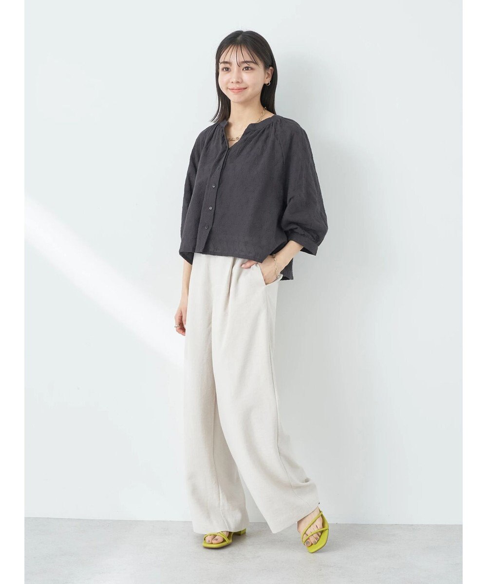 earth music&ecology 刺繍ギャザーブラウス 