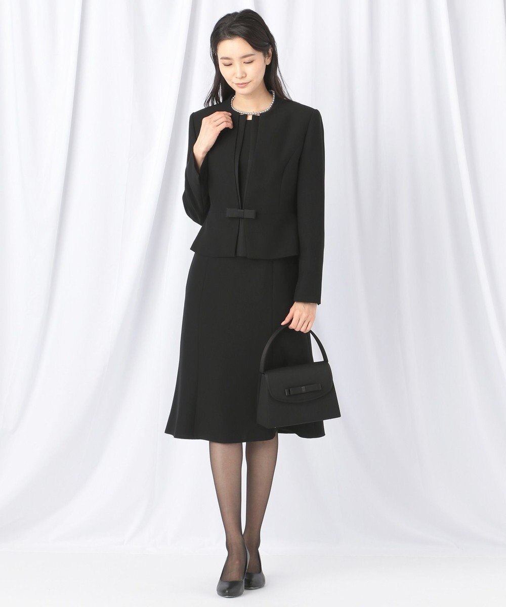 自由区 FORMAL 【ウォッシャブル対応】ドビーボーダーリボン ジャケット+ワンピース 