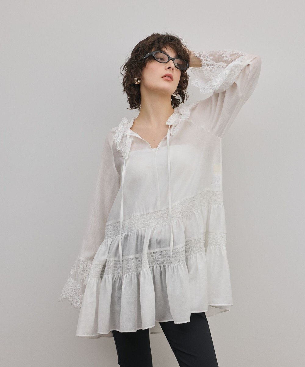 GRACE CONTINENTAL レースカラーチュニックブラウス 