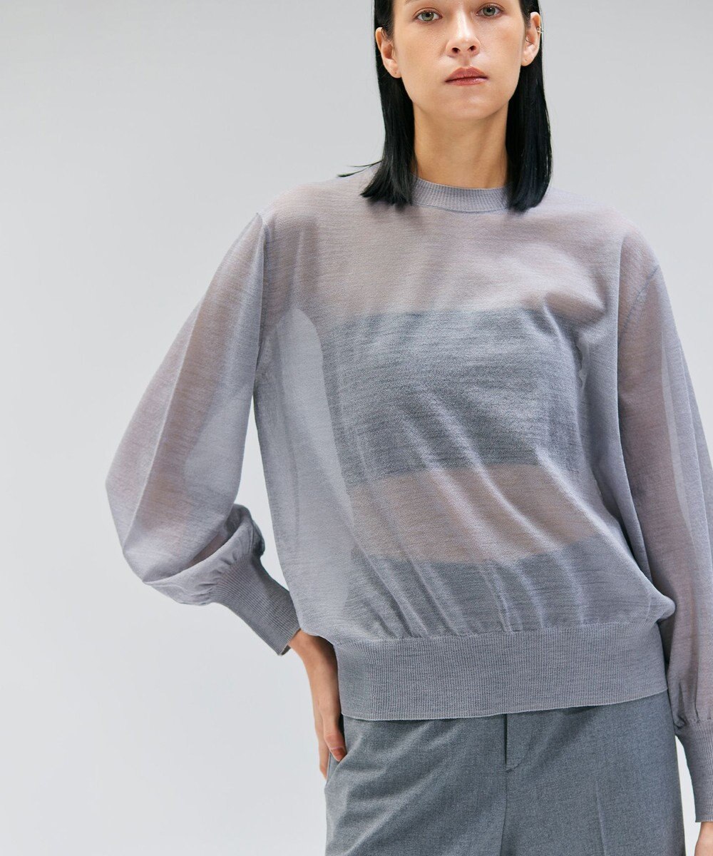 BEIGE， 【洗える】CADDO / シアーウールクルーネックトップス 