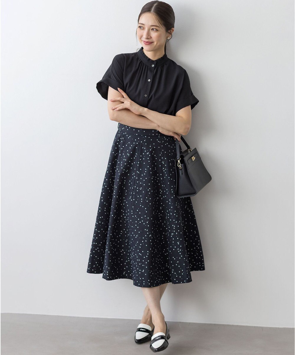 組曲 バウンディングシャーティング バンドカラーフリル ブラウス 