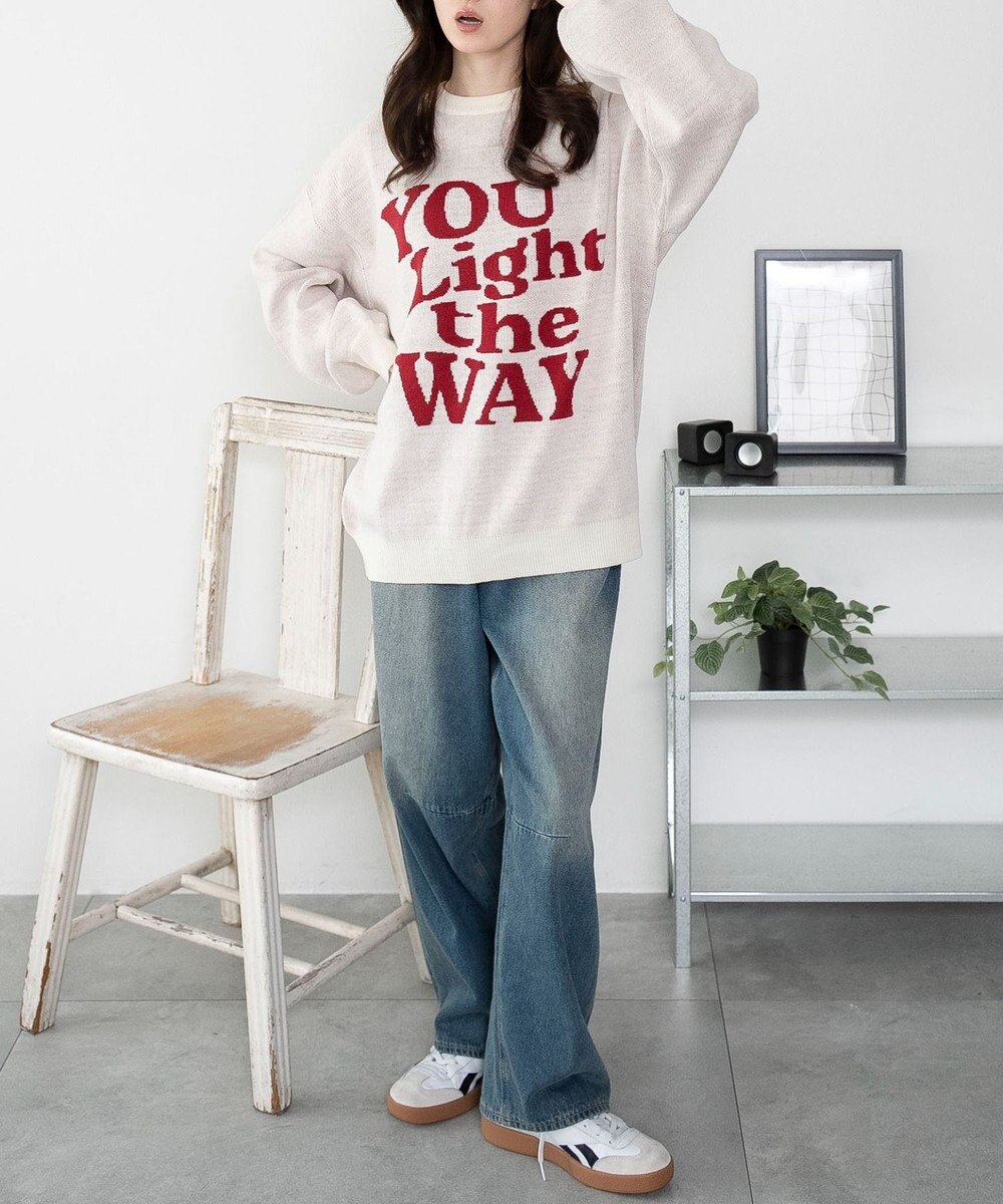 WEGO 【洗える】グラフィックニットBIGプルオーバー 