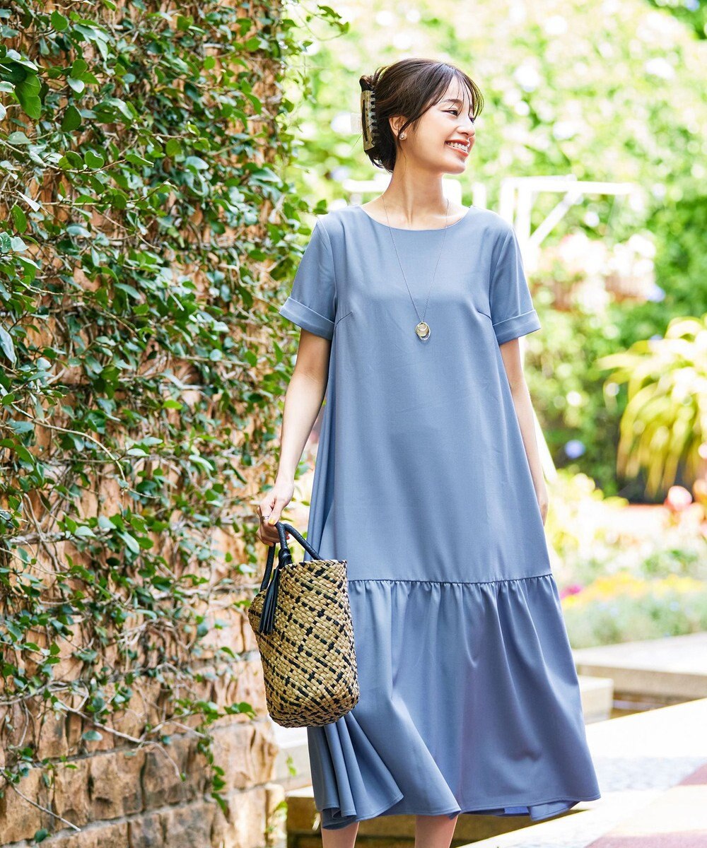 Tiaclasse 【洗える】ギャザーヘムフレアワンピース 