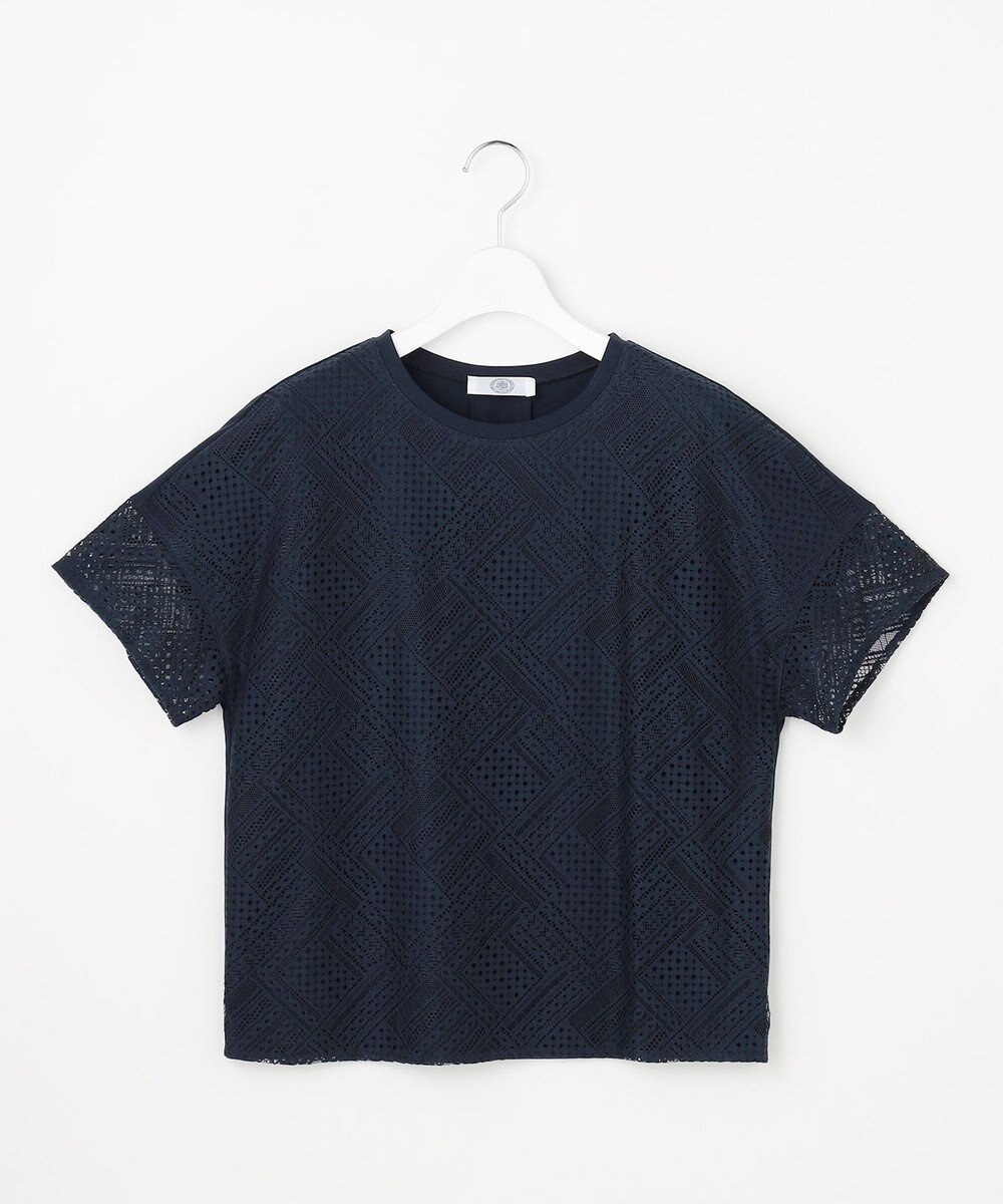 J.PRESS LADIES S 【一枚で着映え・シーンレスに活躍】タイルライクレース クルーネック カットソー 