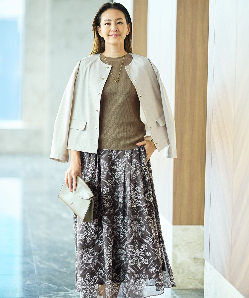 自由区 【カタログ掲載・セットアップ対応】リネンストレッチノーカラー ジャケット 