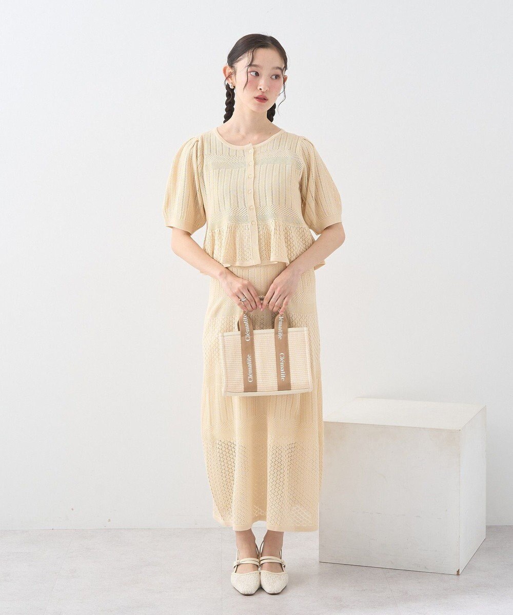 earth music&ecology ＳＥＴ２点レース編みペプラムカーデ＋スカート 