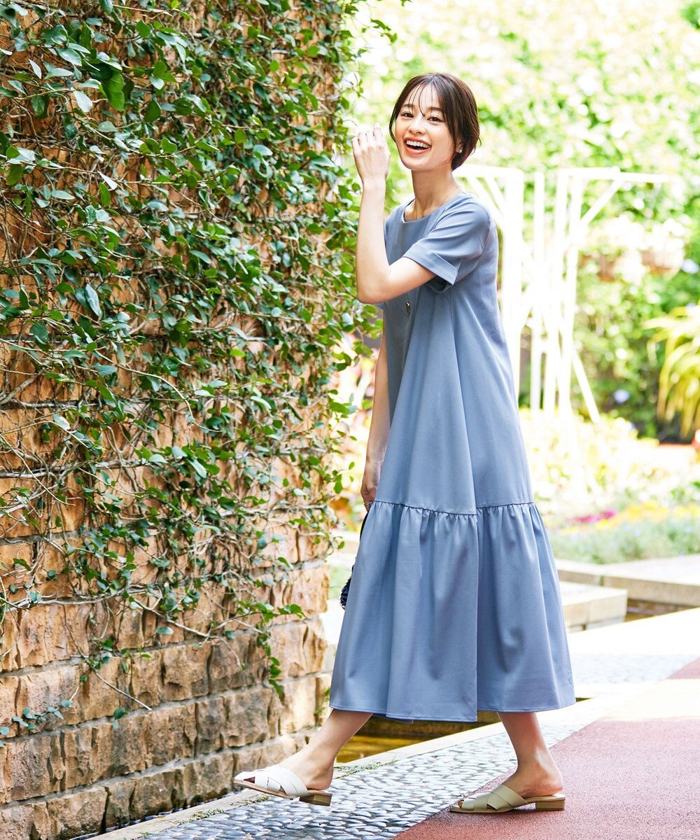 Tiaclasse 【洗える】ギャザーヘムフレアワンピース 