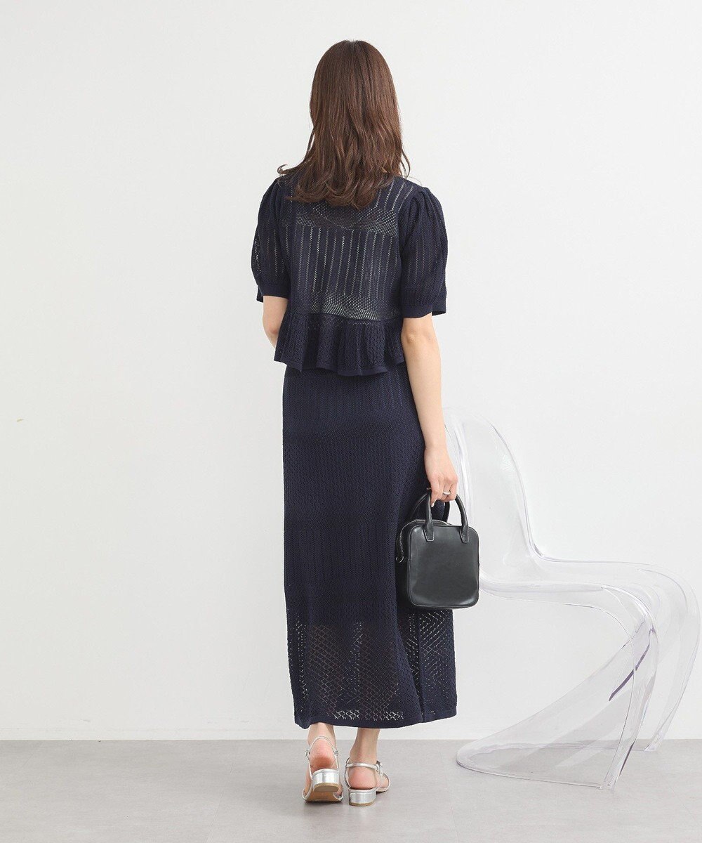 earth music&ecology ＳＥＴ２点レース編みペプラムカーデ＋スカート 