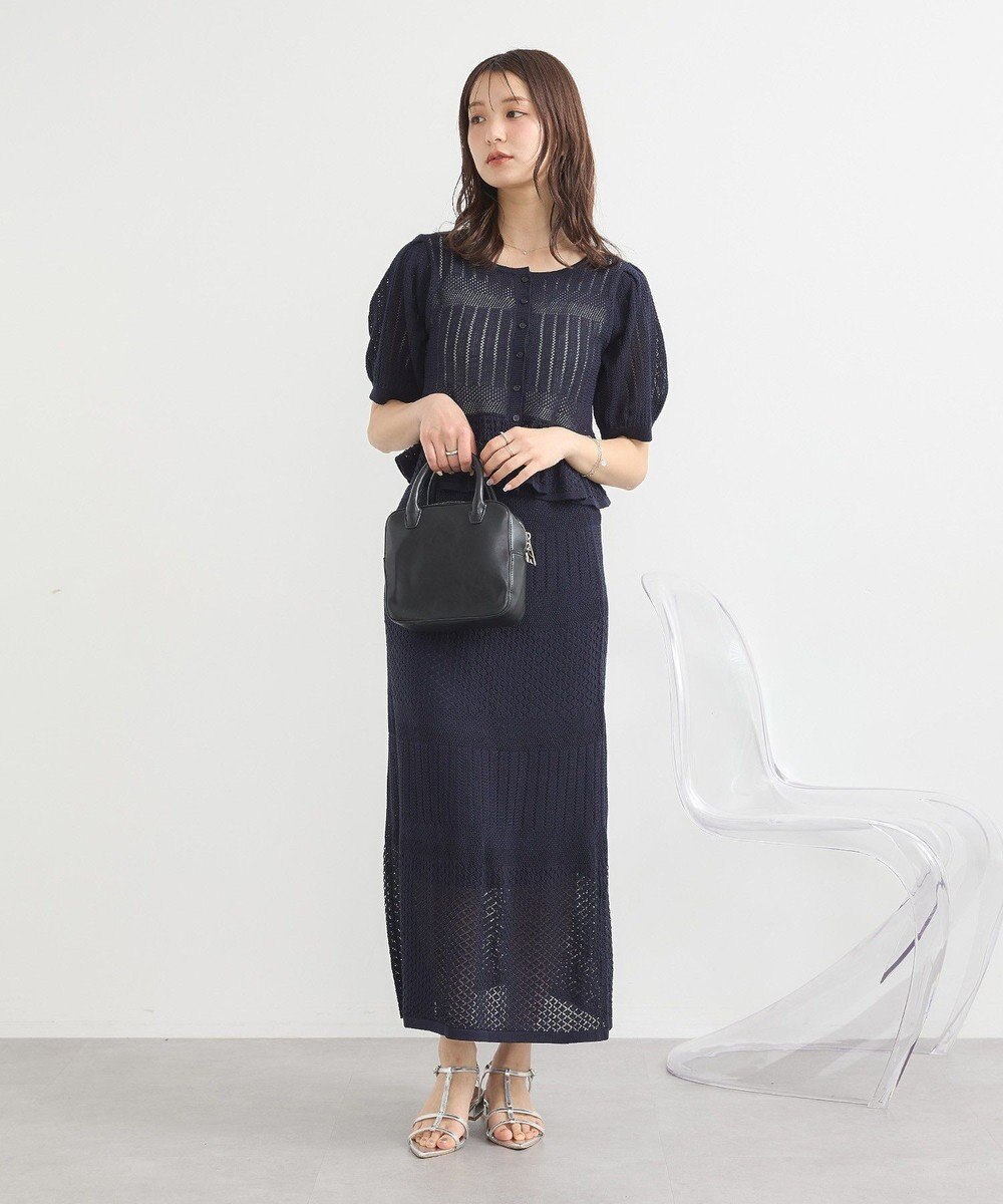 earth music&ecology ＳＥＴ２点レース編みペプラムカーデ＋スカート 