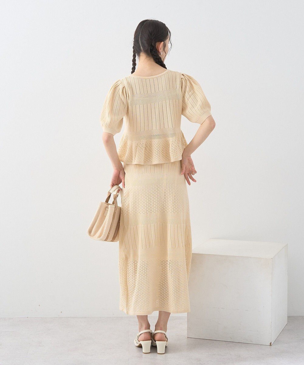 earth music&ecology ＳＥＴ２点レース編みペプラムカーデ＋スカート 