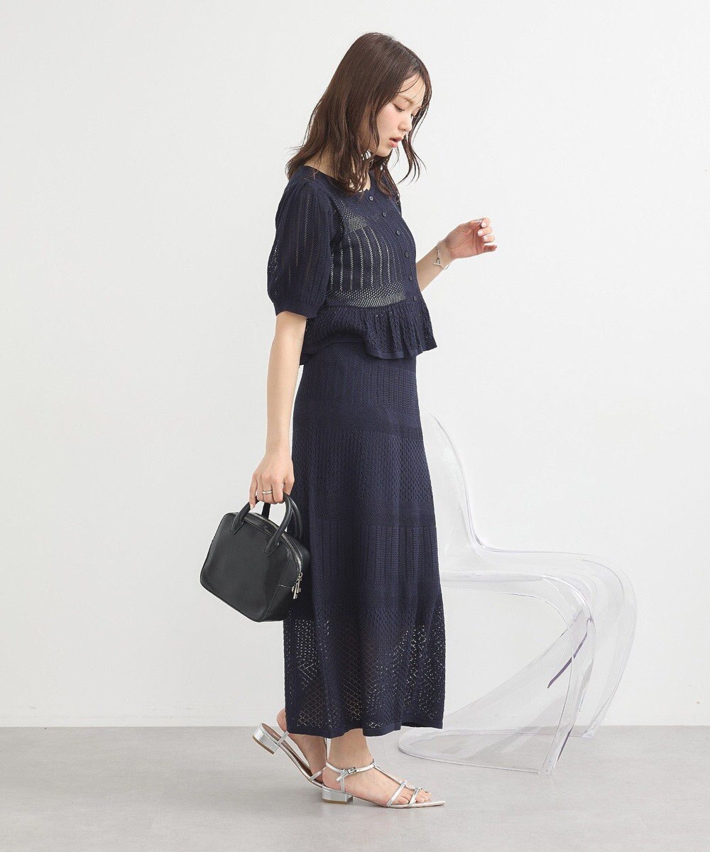 earth music&ecology ＳＥＴ２点レース編みペプラムカーデ＋スカート 