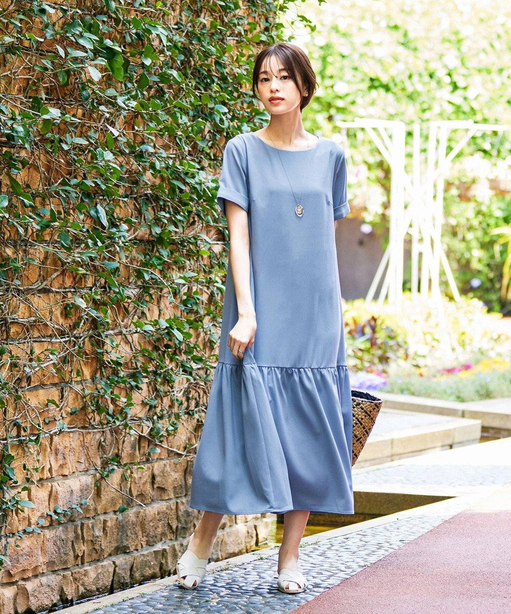 Tiaclasse 【洗える】ギャザーヘムフレアワンピース 