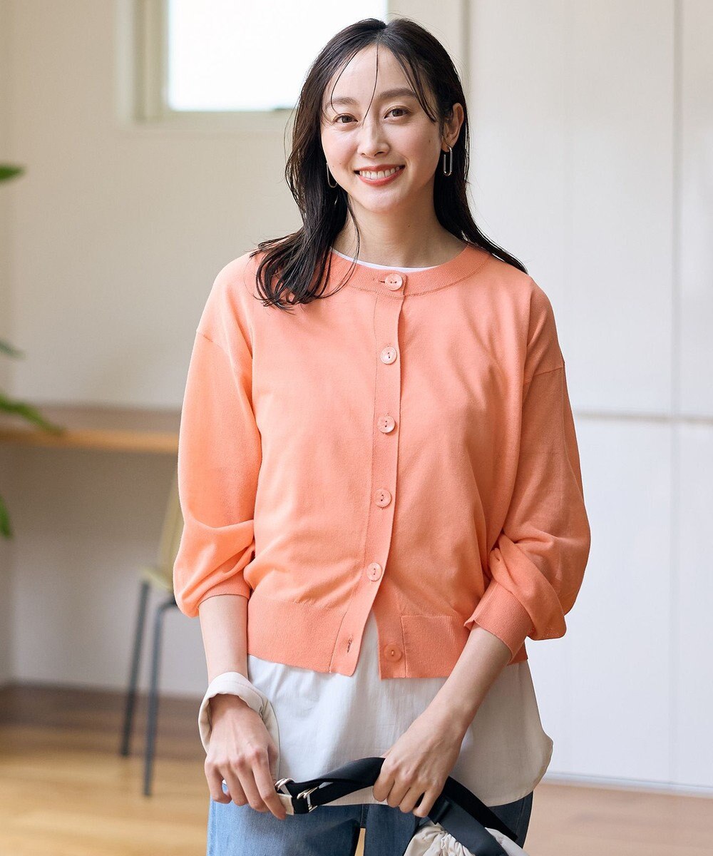 ANY L 【洗濯機可/アンチピリング/接触冷感】シアークルーネックカーディガン 