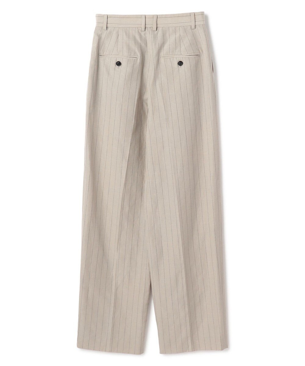 BEIGE， ERYTH / リネンストライプ タックワイドパンツ 