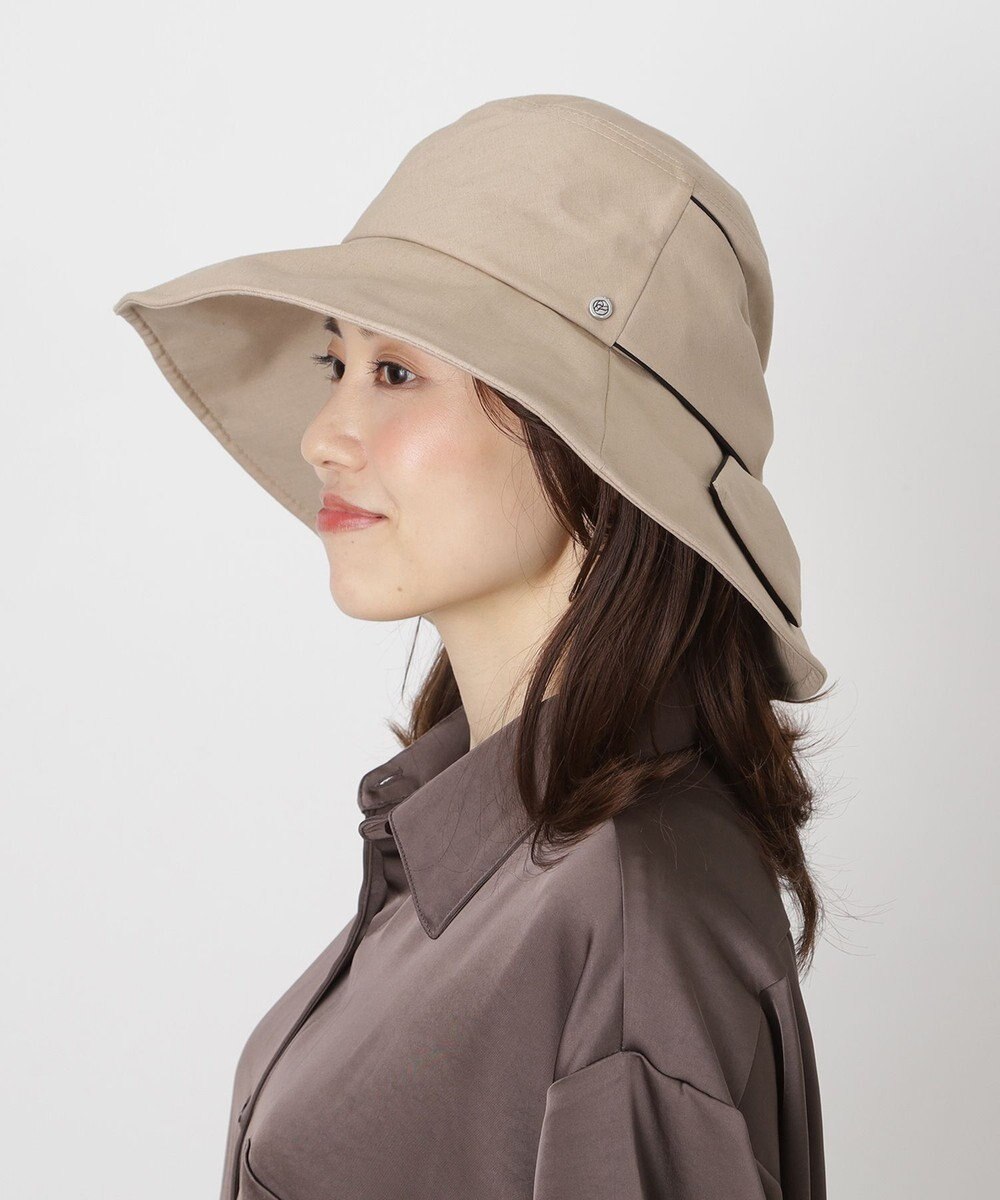 MOONBAT 【遮光100％/遮熱/UV】HIROKO KOSHINO(ヒロコ コシノ)遮光 ビッグリボンハット 帽子 広つば ゆったりMサイズ 手洗い可能/サイズ調整可能/日本製 