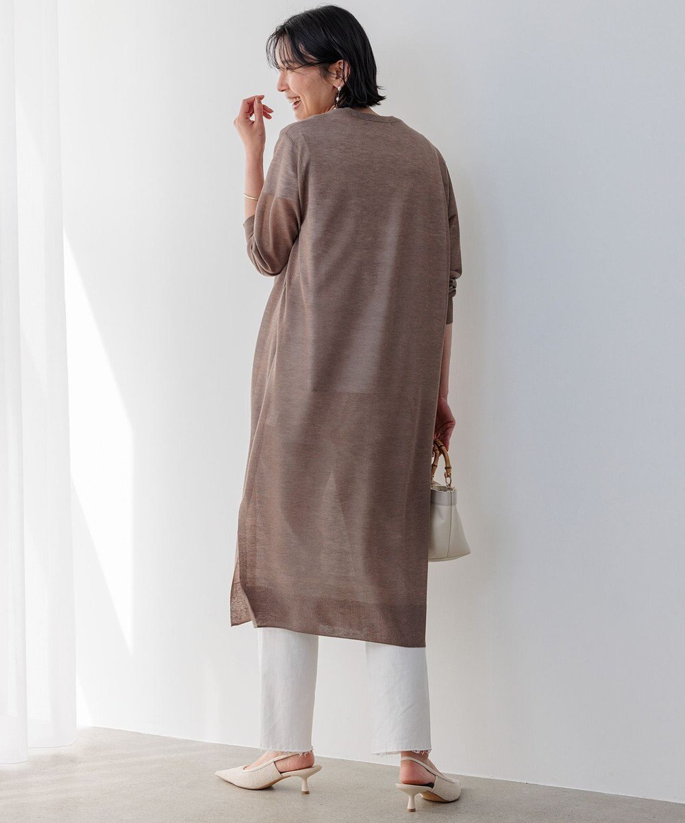 23区 【洗える】シャイニーシアー ニット ロングカーディガン 