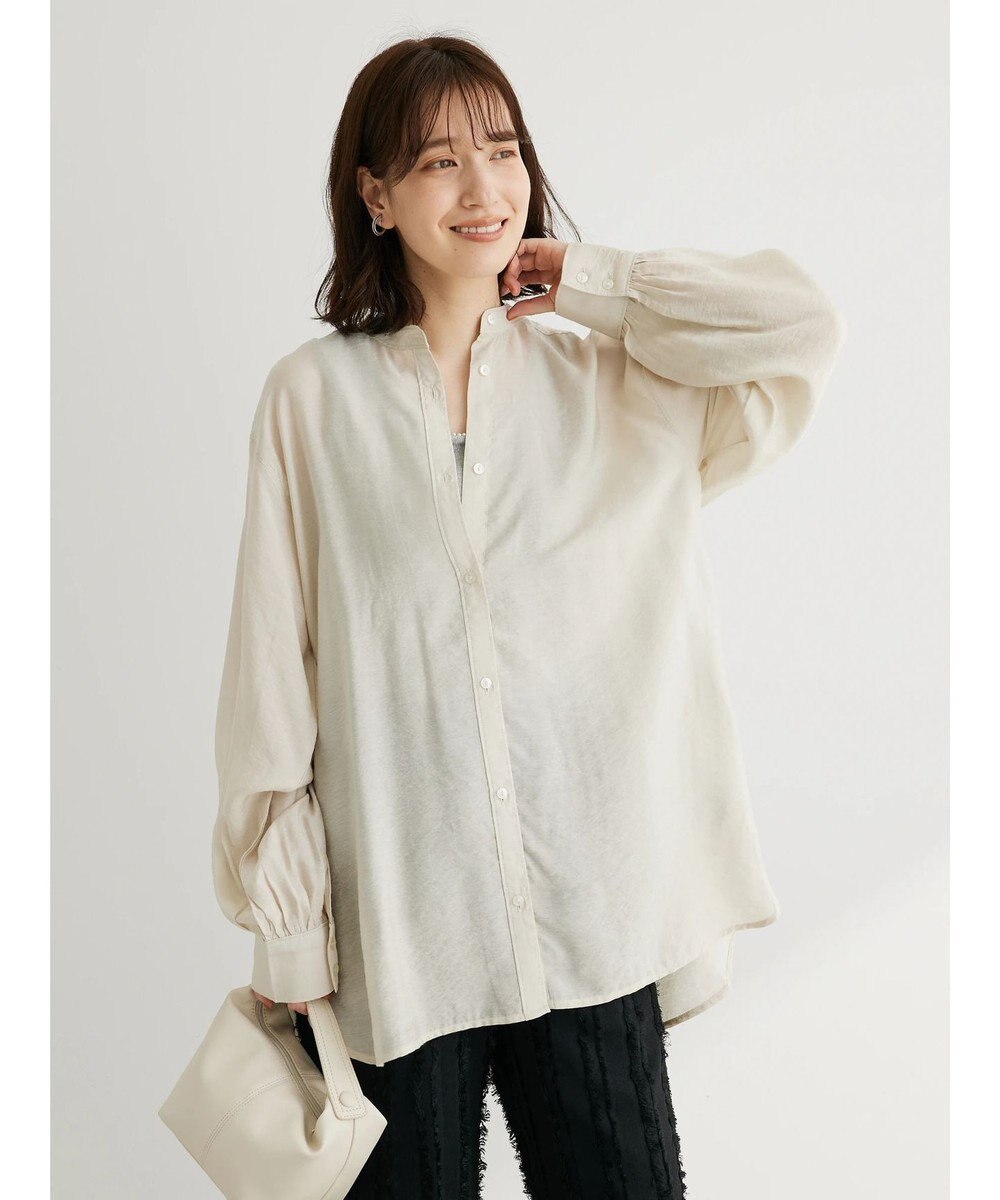 Green Parks バンドカラーシアーシャツ 