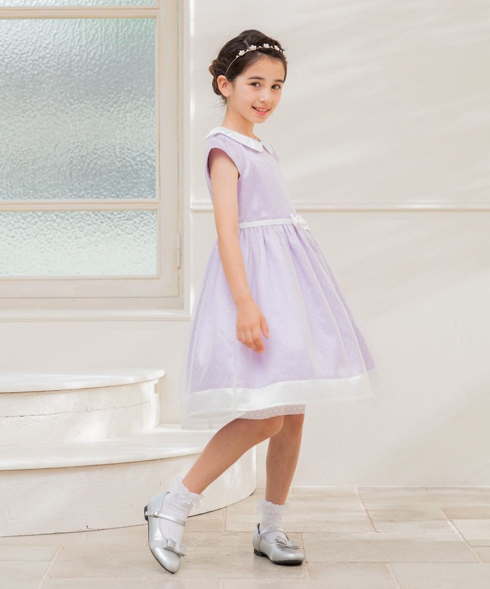 組曲 KIDS 【150-160㎝】チュールドット ドレス 