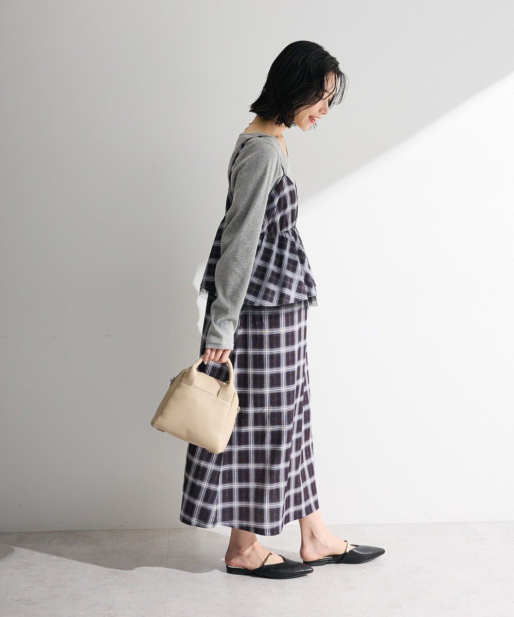 Green Parks ペプラムチェックキャミワンピース 