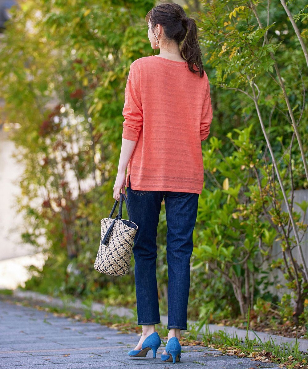 Tiaclasse 【インナーセット・洗える】ボーダー編みシアーニットアンサンブル 