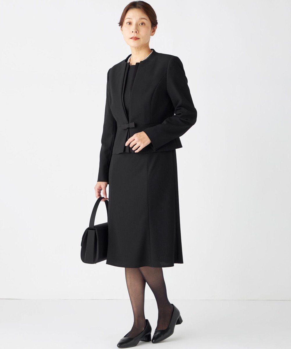 自由区 FORMAL 【ウォッシャブル対応】ドビーボーダーリボン ジャケット+ワンピース 