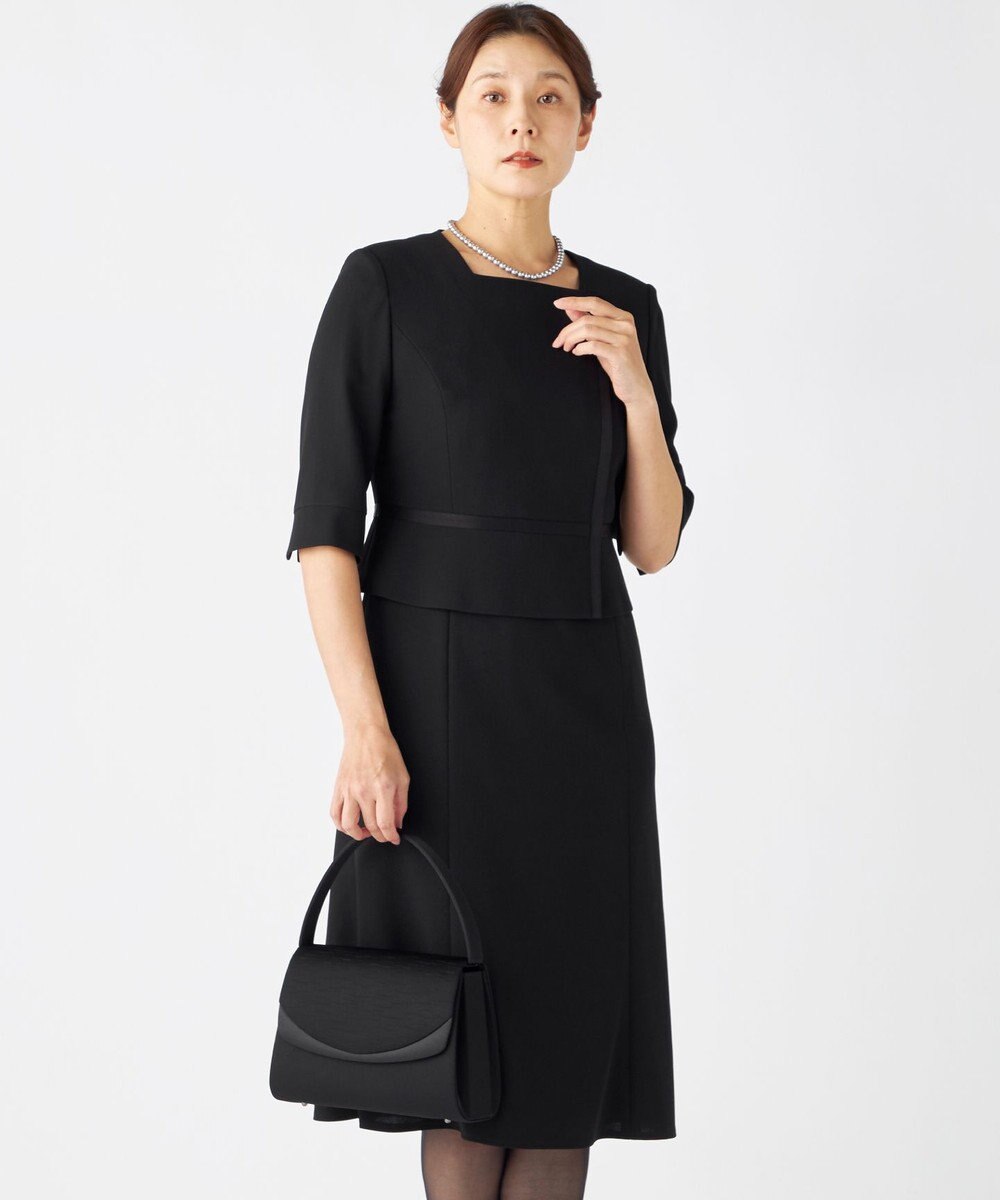 自由区 FORMAL 【ウォッシャブル対応】ドビーボーダーリボン ジャケット+ワンピース 