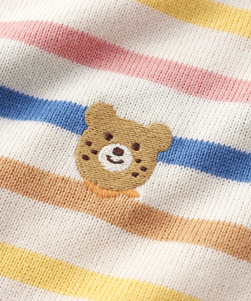 MIKI HOUSE HOT BISCUITS 【80-120cm】ボーダー柄 ワンポイント長袖Tシャツ 