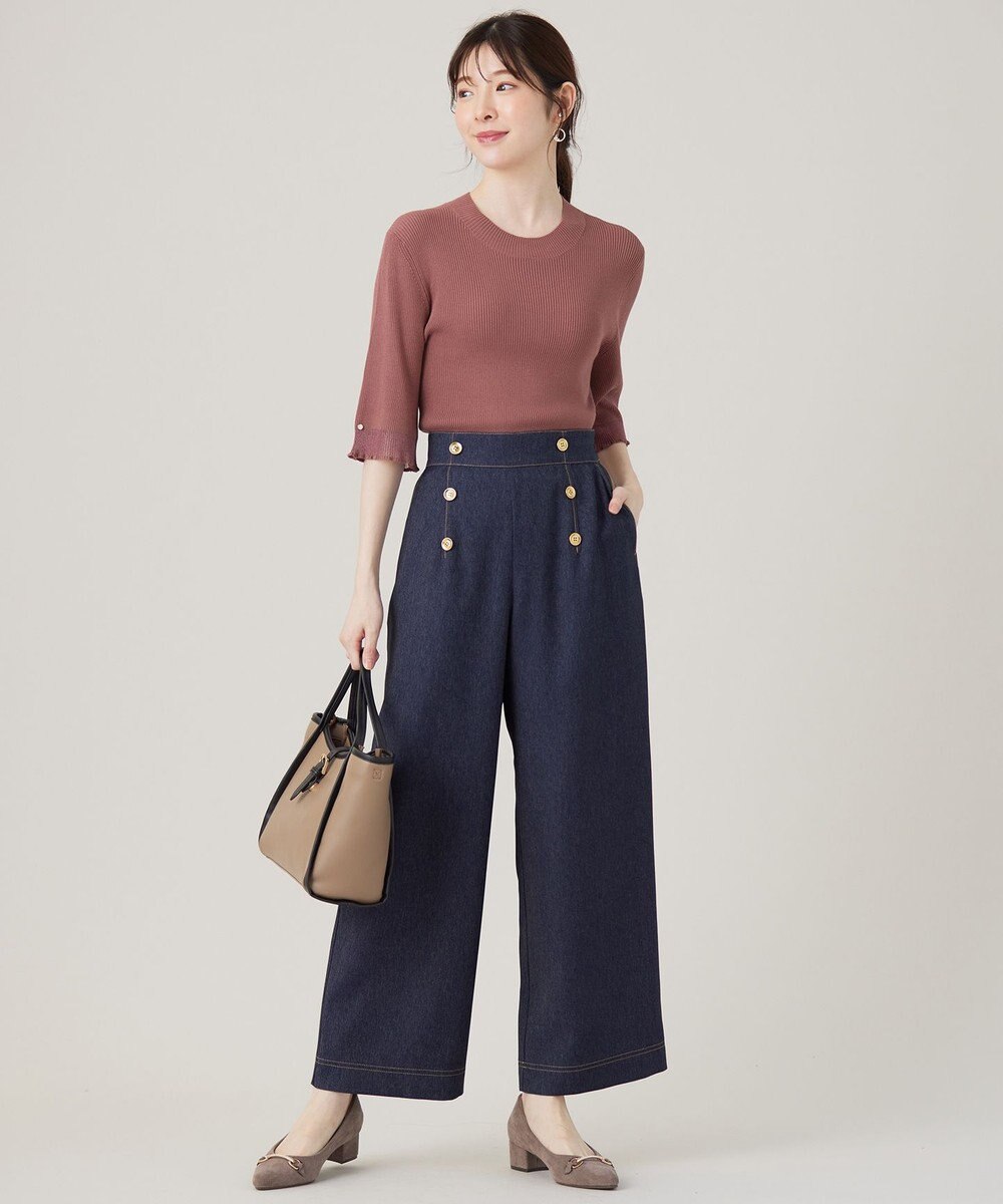 ANY SIS L 【洗える】マリンディテールシャンブレー パンツ 