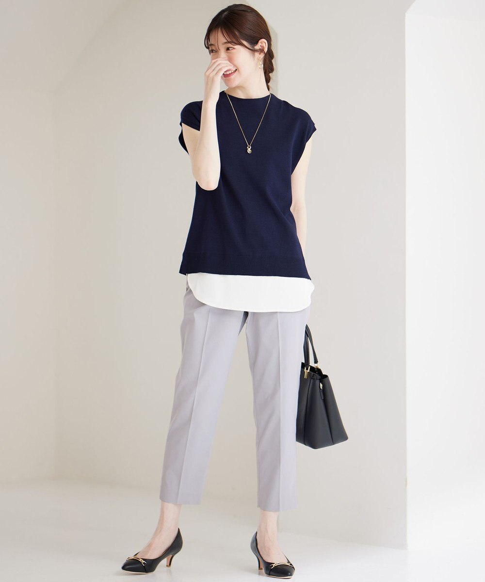 ANY SIS S 【洗える】フレンチスリーブシャツテール ニット 