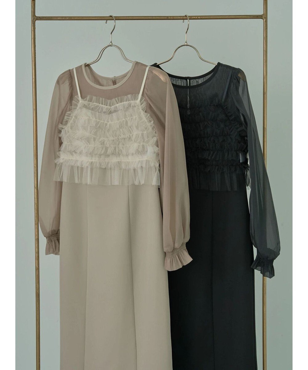 earth music&ecology ＳＥＴ２点チュールキャミ付きドッキングワンピース 