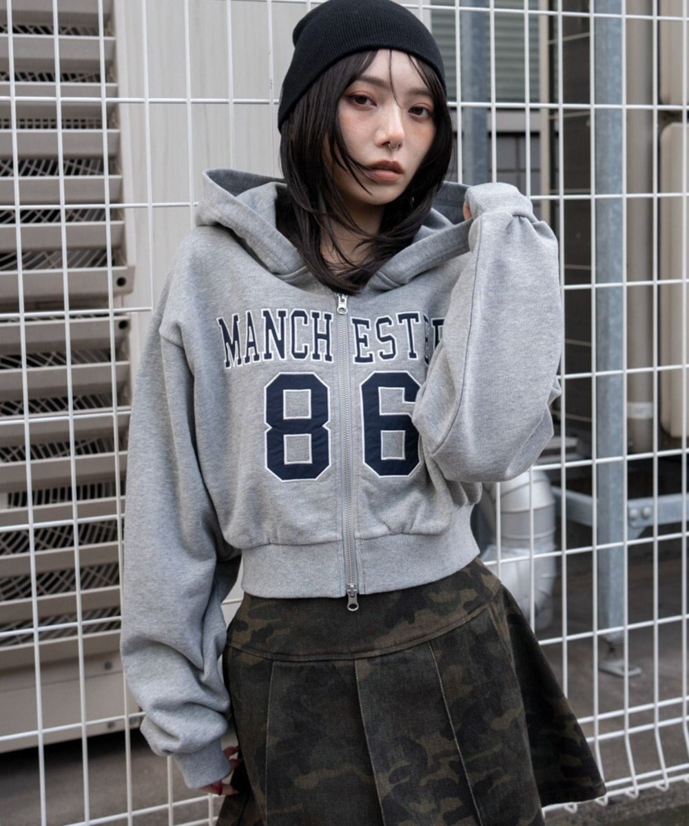 WEGO グラフィックショートZIPパーカー 