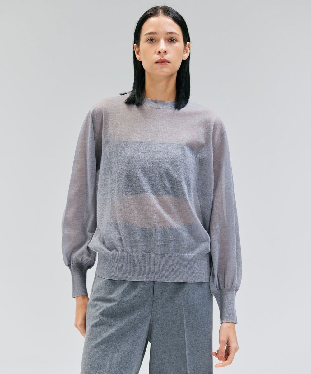 BEIGE， 【洗える】CADDO / シアーウールクルーネックトップス 