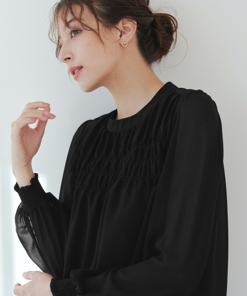 Tiaclasse 【洗える】シフォンシャーリングブラウス 