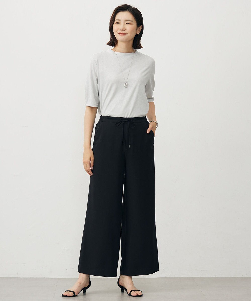 J.PRESS LADIES L 【洗える・吸水速乾・接触冷感・セットアップ対応】Light ジョーゼット ワイド パンツ 