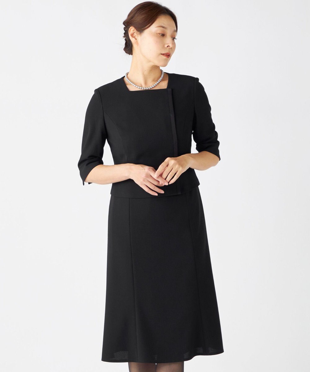 自由区 FORMAL 【ウォッシャブル対応】ドビーボーダーリボン ジャケット+ワンピース 